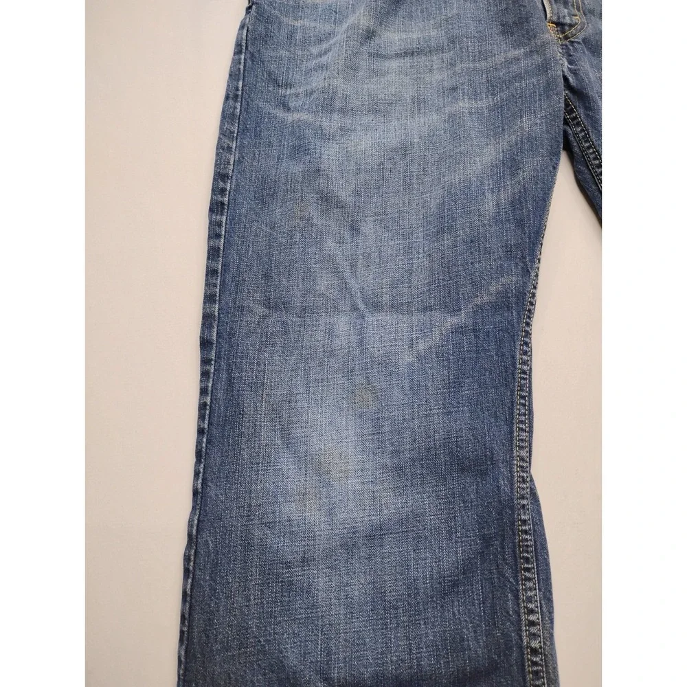 Levi 505 Straight Leg Regular Faded Blue Denim Jeans 38x30 Y2k Faded